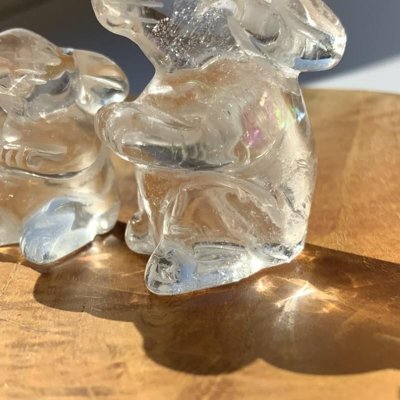 水晶 親子うさぎ 】 クォーツ quartz 天然石 万能石 浄化 開運