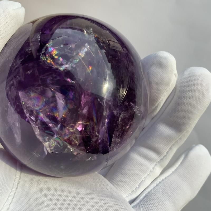 天然～愛の守護石～夢幻紫水晶アメジスト丸玉YTB83G1/164G04 アメジスト 紫水晶 丸玉 ブラジル バイーア州産 AAA 直径約44mm