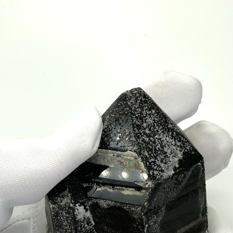 モリオンポイント台座つき☆邪気祓い 邪気払いストラップ／モリオン×宝石質水晶｜パワーストーン