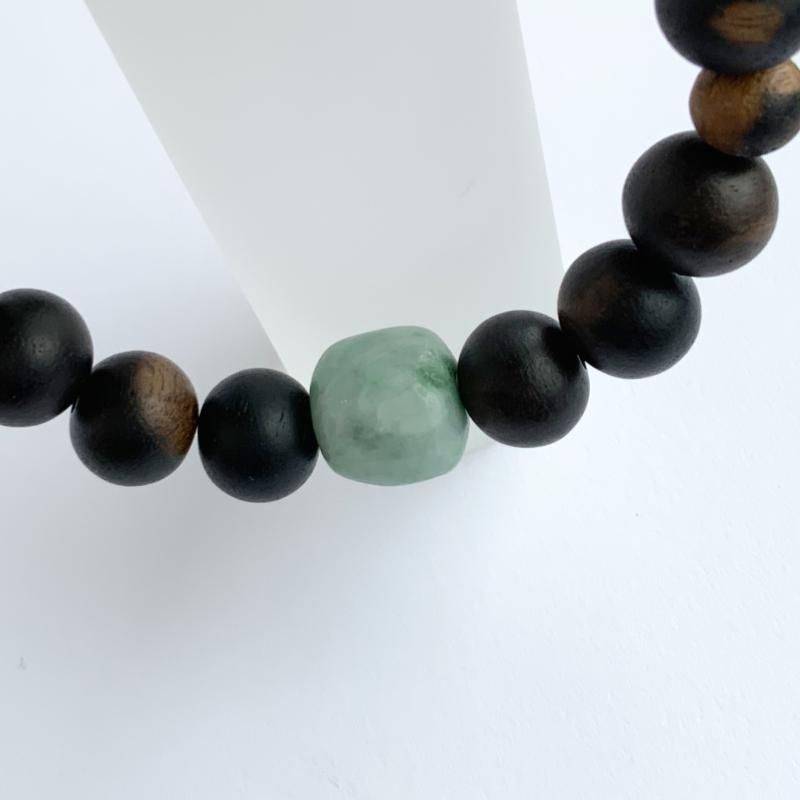 糸魚川翡翠 黒柿 ブレスレット 】 幻の木 国産 天然石 糸魚川産翡翠