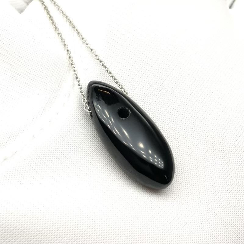 隠岐の島産黒曜石 大珠ペンダント SV925チェーン 】 隠岐黒曜石
