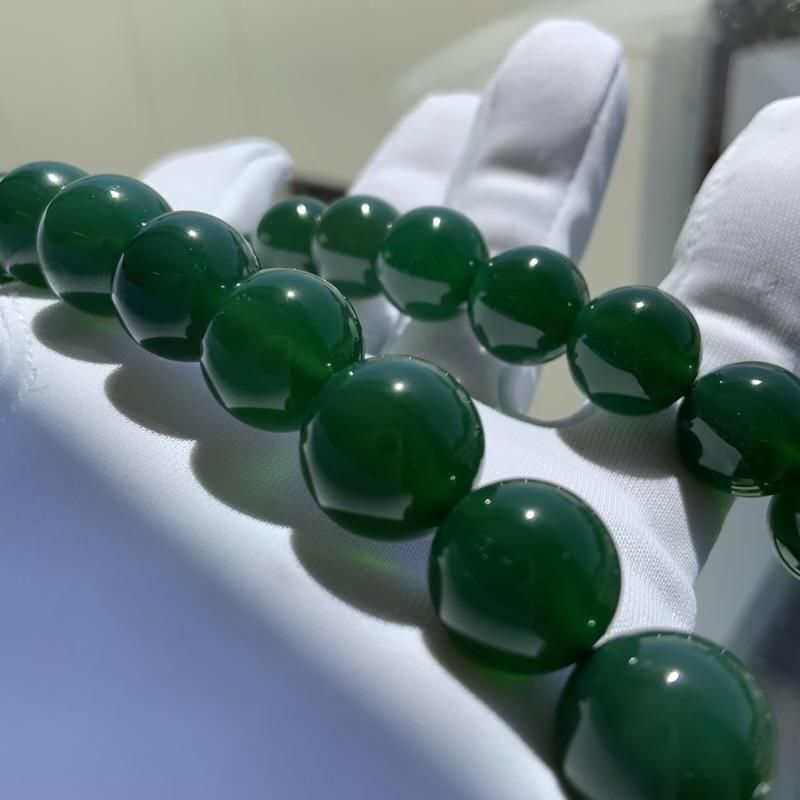 緑めのう ネックレス 12mm玉 】 瑪瑙 メノウ agate アゲート