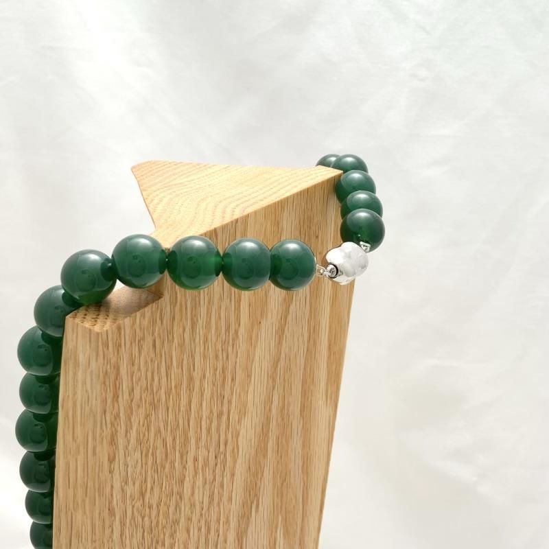 緑めのう ネックレス 12mm玉 】 瑪瑙 メノウ agate アゲート