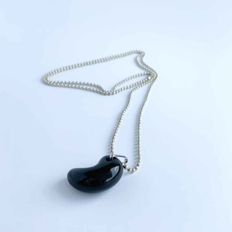 隠岐の島産黒曜石 勾玉ペンダント SV925チェーン 】 隠岐黒曜石