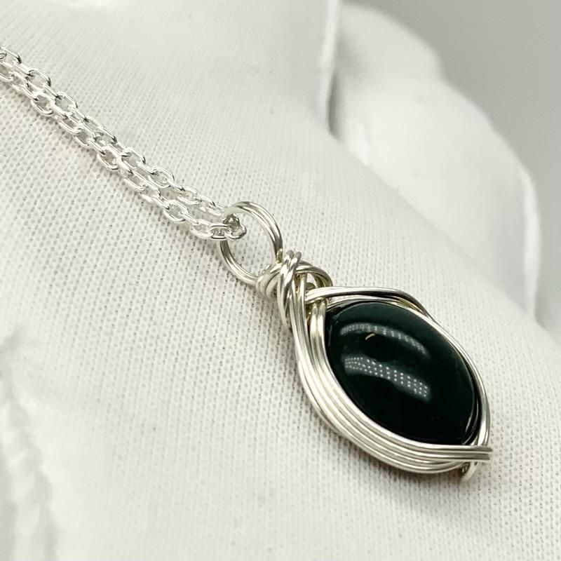 出雲石/碧玉 ワイヤーラップペンダント SV925チェーン 】 出雲石