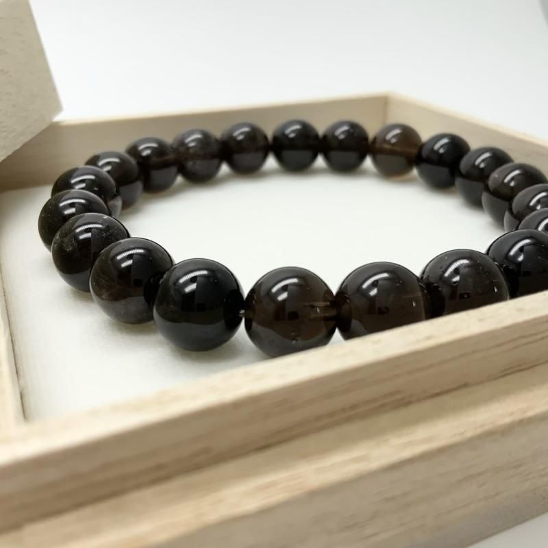 黒平産黒水晶 ブレスレット 10mm玉 】 モリオン 山梨県 黒平鉱山 黒平 