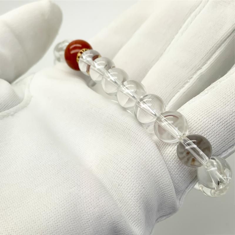 佐渡赤玉石 /水晶 ブレスレット 10mm玉 】 佐渡の赤玉 水晶 限定 一点