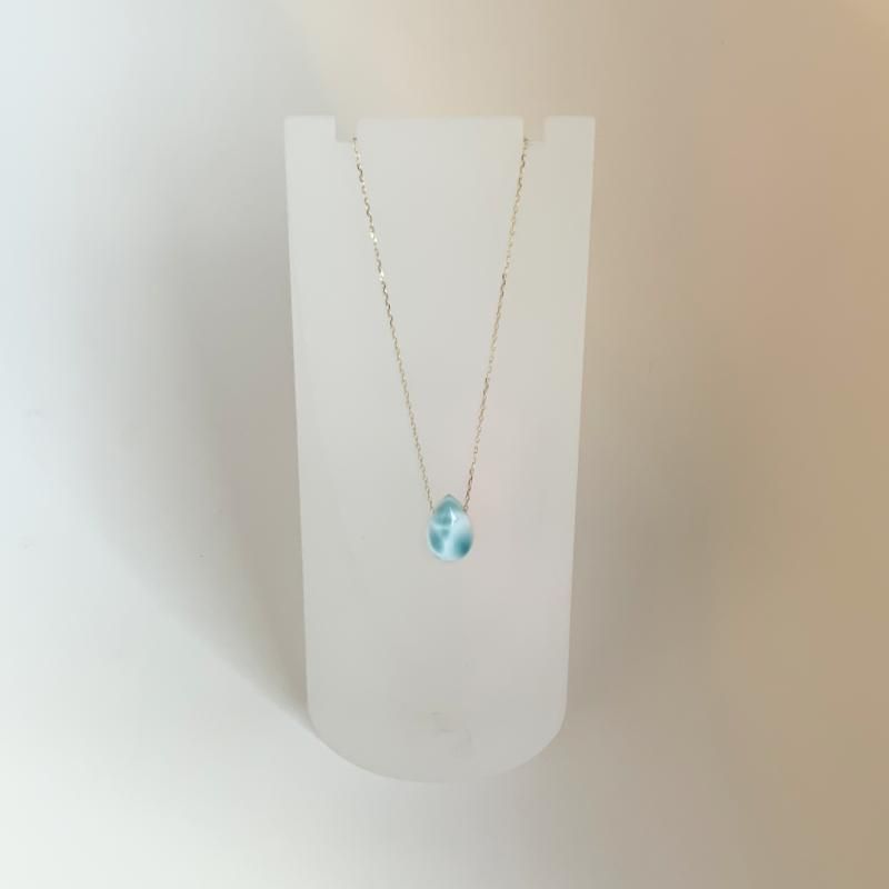 ラリマー ペンダント K10チェーン 】 ブルーペクトライト 三大