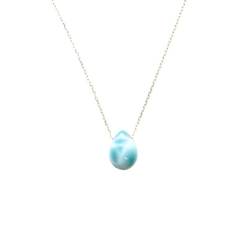 ラリマー ペンダント K10チェーン 】 ブルーペクトライト 三大