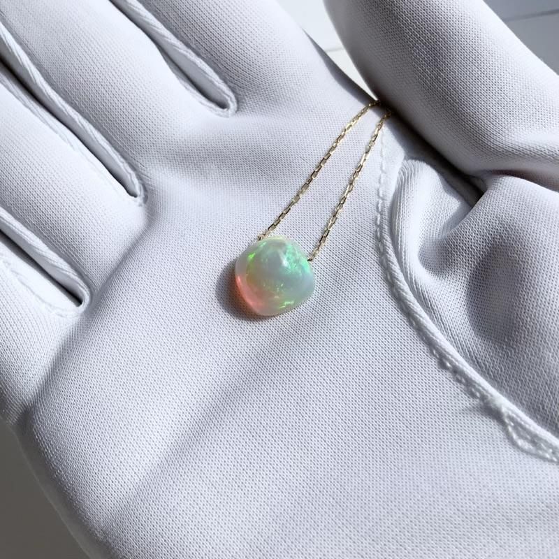 天然石詰め合わせ♡ オパール ペンダント K18チェーン 】 opal 神の石 二酸化ケイ素 純真