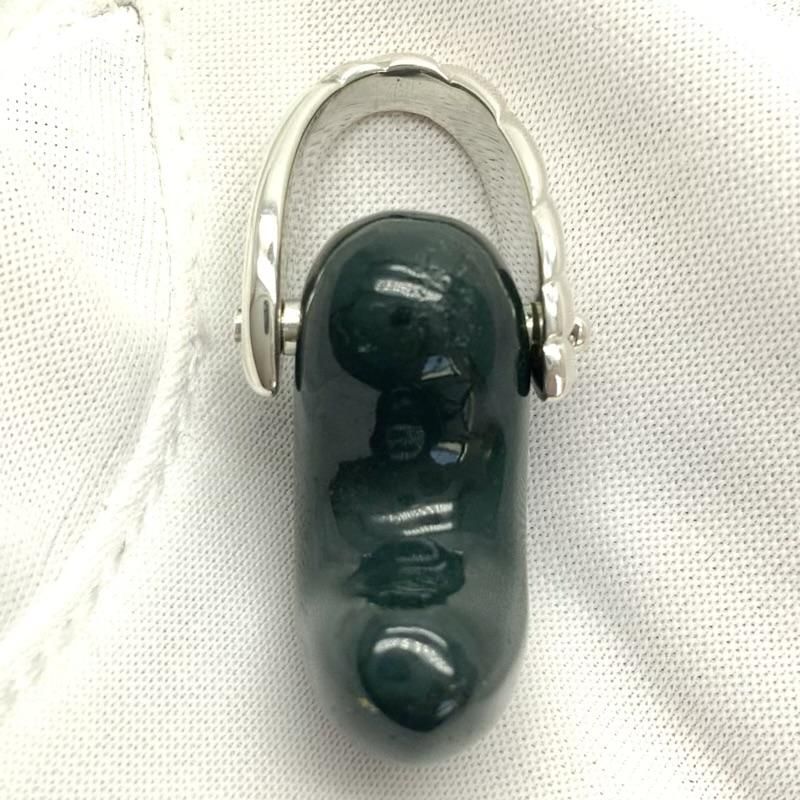 出雲石/碧玉 勾玉ペンダントトップ(中) AAA SV装飾カン付