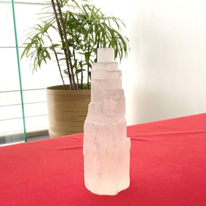 セレナイト タワー 】 浄化 感情の安定 純粋 直感 ヒーリング 半