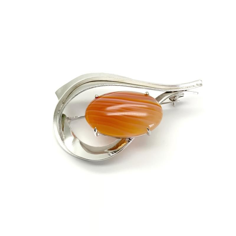 めのう ブローチ 】 赤 瑪瑙 メノウ agate アゲート オーバル 天然石