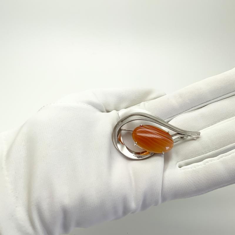 めのう ブローチ 】 赤 瑪瑙 メノウ agate アゲート オーバル