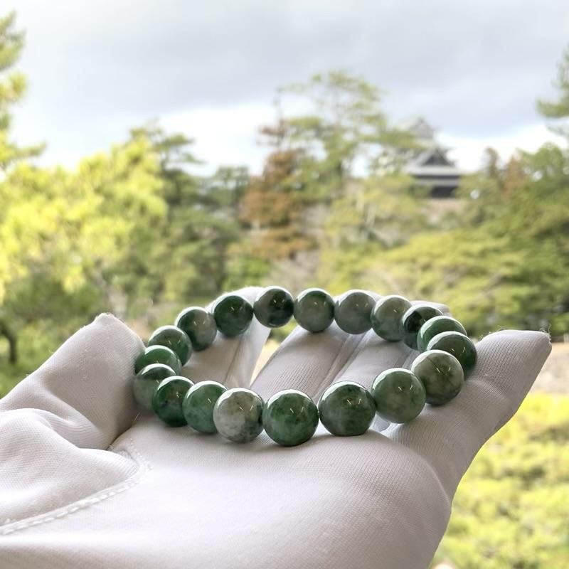 糸魚川翡翠 ブレスレット 10mm玉 】 糸魚川産翡翠 限定 一点物 糸魚川翡翠 ブレスレット 10mm玉 】 糸魚川産翡翠 限定 一点物