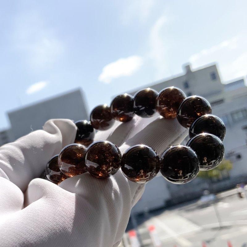 モリオン 純天然 黒水晶 ブレスレット 12mm [T112-5867]