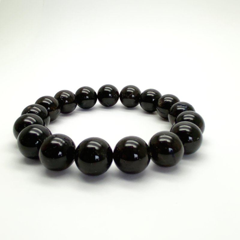 山梨黒平産黒水晶(草入黒水晶) 腕輪数珠 - ブレスレット