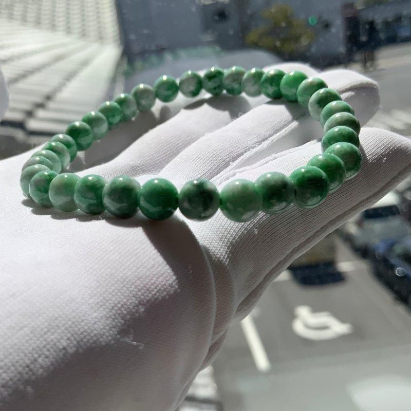 糸魚川翡翠 ブレスレット 6mm玉 】 糸魚川産翡翠 限定 一点物 天然石