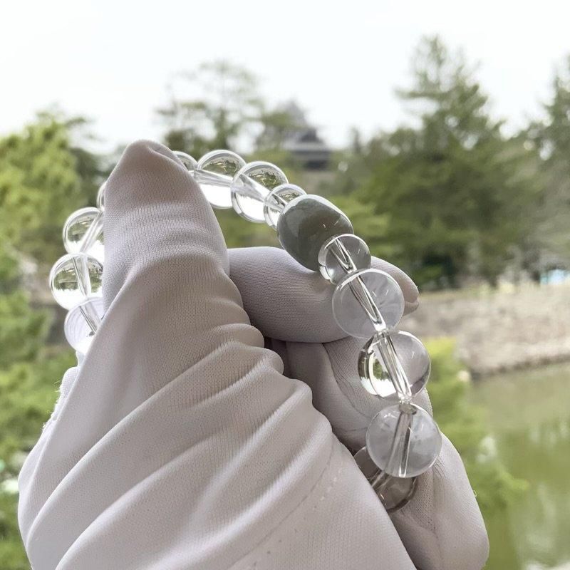 糸魚川翡翠×水晶 ブレスレット 】 国産 天然石 糸魚川翡翠