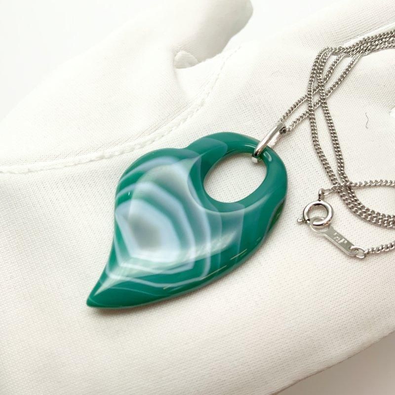 めのう ペンダント SV925チェーン 】 緑めのう 縞めのう 瑪瑙 メノウ