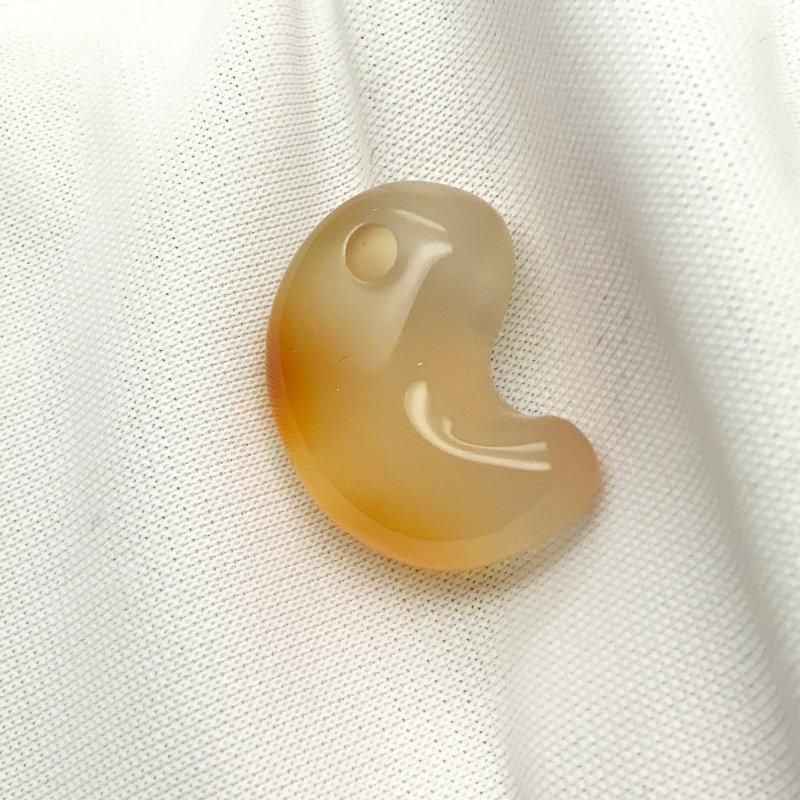 【一点物】カーネリアン 大粒 赤 勾玉 天然石 美品コレクション 魔除けお守り❷ 1個売り 金塗り龍彫りカーネリアン勾玉 (まがたま)縦約30mm×横約