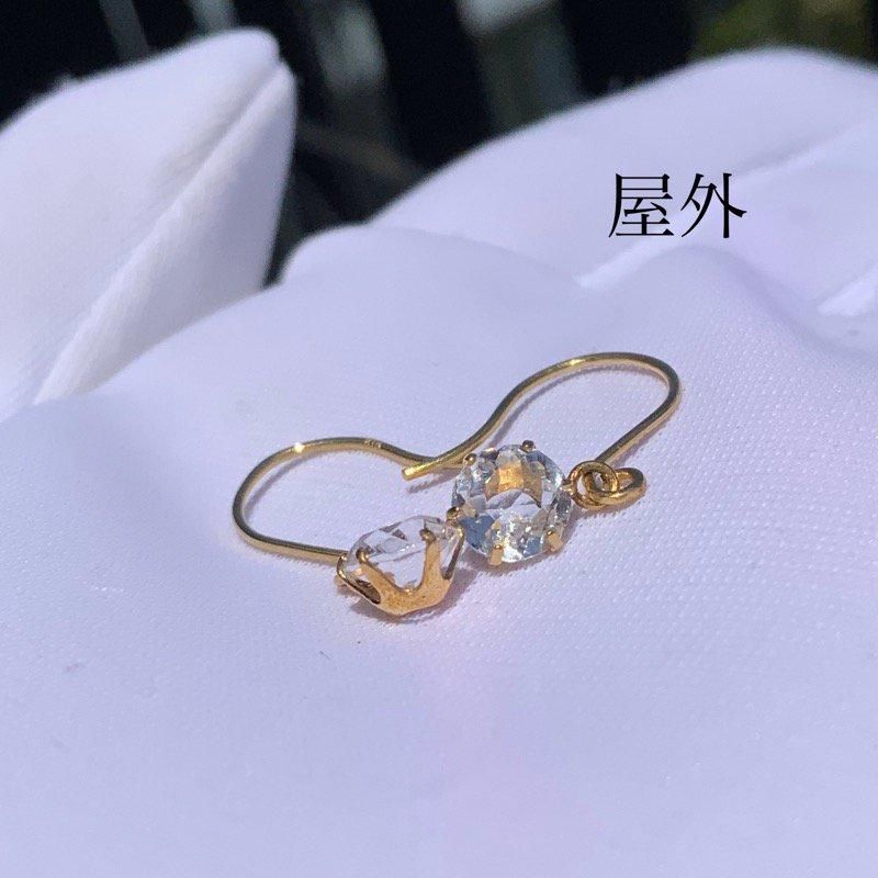 八幡山鉱山産水晶 ピアス(多面体カット) K18 】 クオーツ 天然石