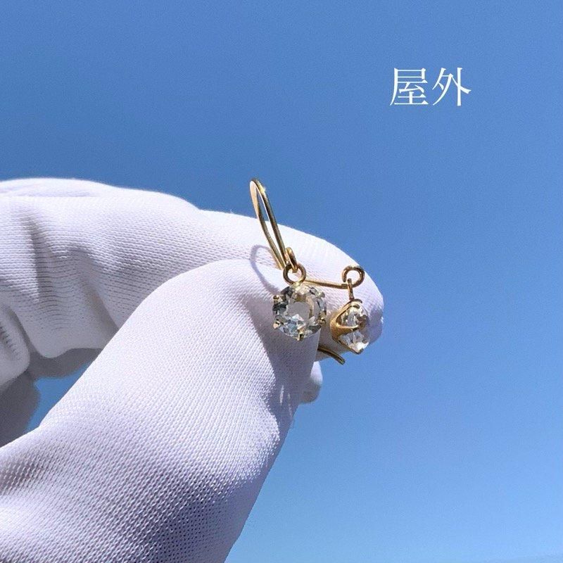 八幡山鉱山産水晶 ピアス(多面体カット) K18 】 クオーツ 天然石