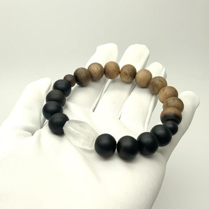 乙女鉱山産水晶切子玉/黒柿ブレスレット10mm 】 クォーツ quartz 