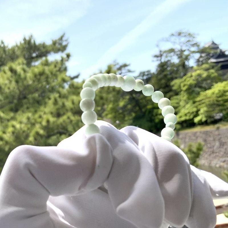 糸魚川翡翠 ブレスレット 6mm玉 端材付 】 糸魚川産翡翠 限定