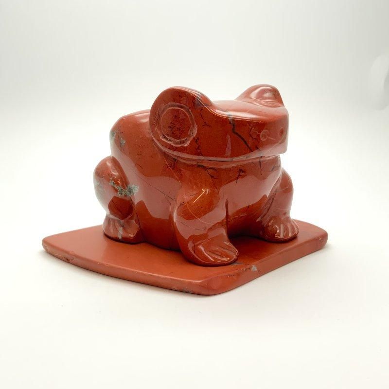 天然石 紅石レッドジャスパー縁起物 カエル置物 カエル 置物 石」の
