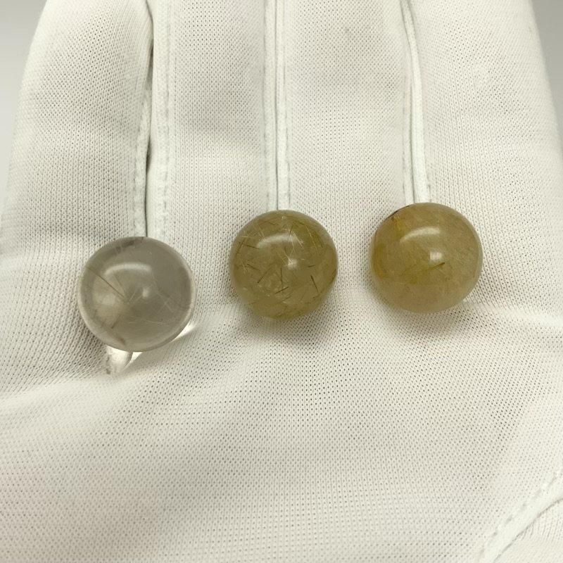 ルチルクォーツ ミニ丸玉 3個セット 】 針状結晶 quartz 天然石 ルチルクォーツ ミニ丸玉 3個セット 】 針状結晶 quartz 天然石