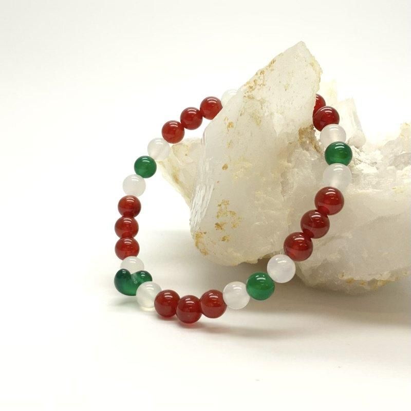 美保岐玉ブレスレット -倭- M 】 みほぎ 御祈玉 赤めのう 白めのう 緑