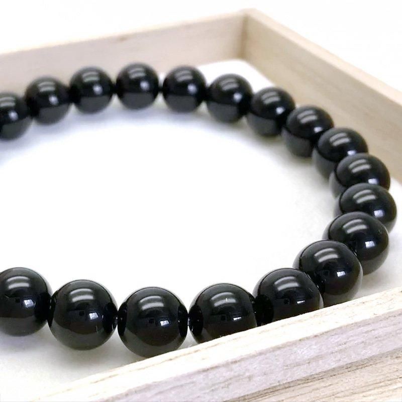 隠岐の島産黒曜石 ブレスレット 8mm玉 】 | めのうの店川島 隠岐の島産黒曜石 ブレスレット 8mm玉 】 | めのうの店川島