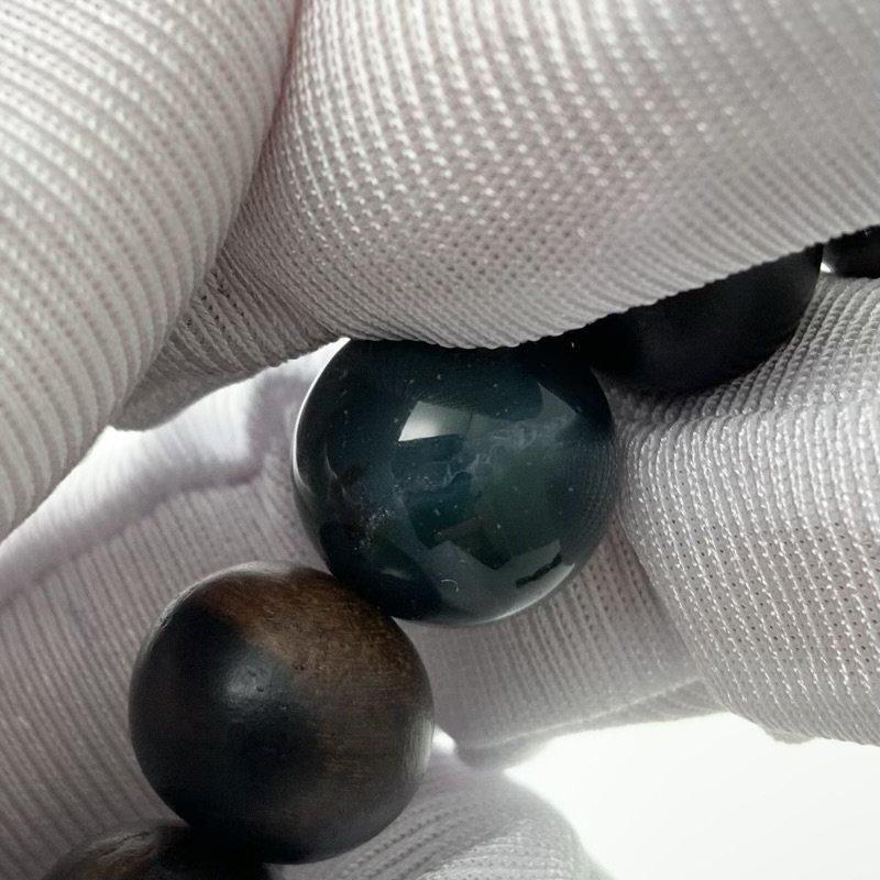 碧玉 黒柿 ブレスレット 】 幻の木 青めのう 碧石 出雲石 限定 天然石