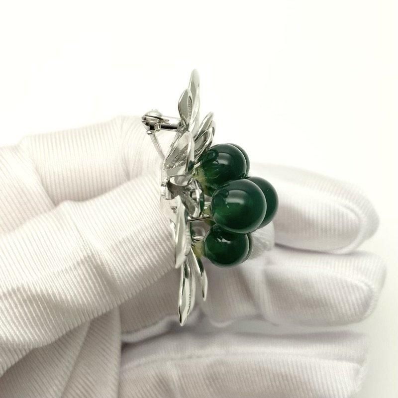 緑めのう ブローチ シルバー台 】 蔵出し品 瑪瑙 メノウ agate