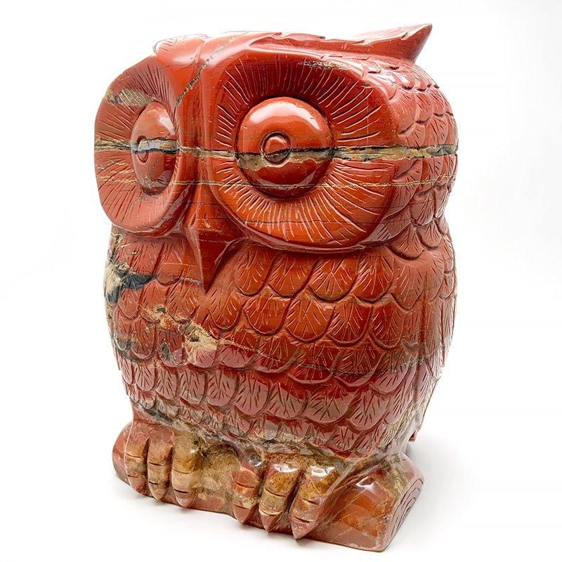 石　レッドジャスパー　ミミズク　縁起物　魔除け　幸運　オブジェ　置物 石 レッドジャスパー ミミズク 縁起物 魔除け 幸運 オブジェ 置物