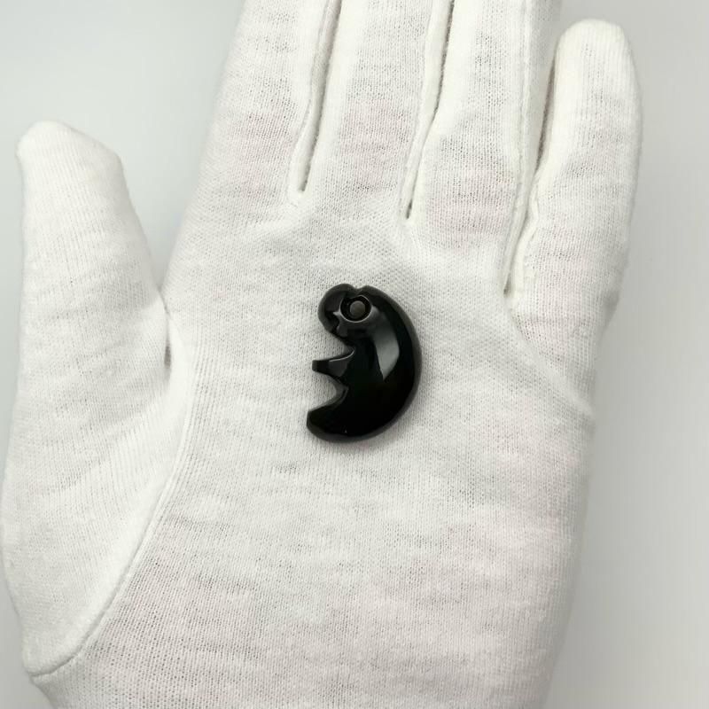 黒曜石　勾玉　２５０７２６－０９ 黒曜石 勾玉 250726－09