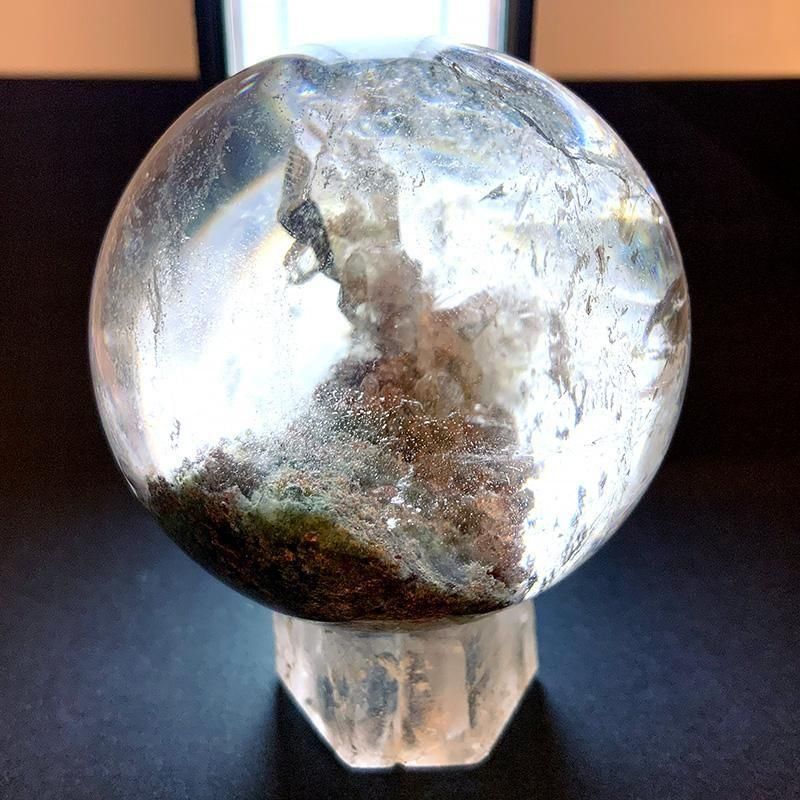 橘*縁様 水晶玉 美品 100mm 1462ｇ 品質ランク]ブラジル産天然無垢本水晶玉/4cmUP丸玉/天然本物透明