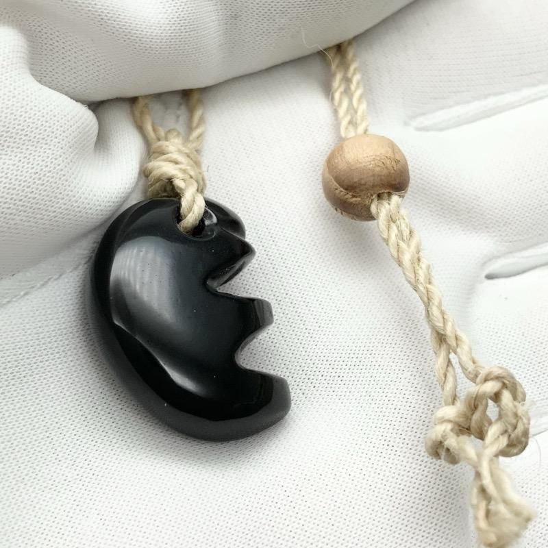 伝*ラ様 黒曜石　勾玉　２５０７２６－０９ 黒曜石 勾玉 250726－09