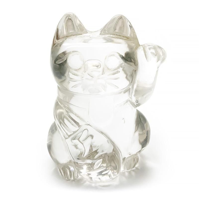 水晶招き猫 水晶招き猫 25mm 2個セット 福運・金運・商売繁盛・お守り・置物