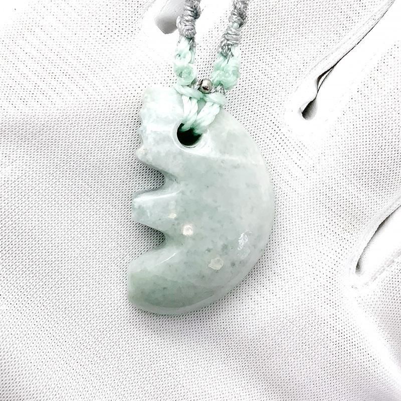 糸魚川翡翠 獣型勾玉 大 マクラメ編みペンダント 】 | めのうの