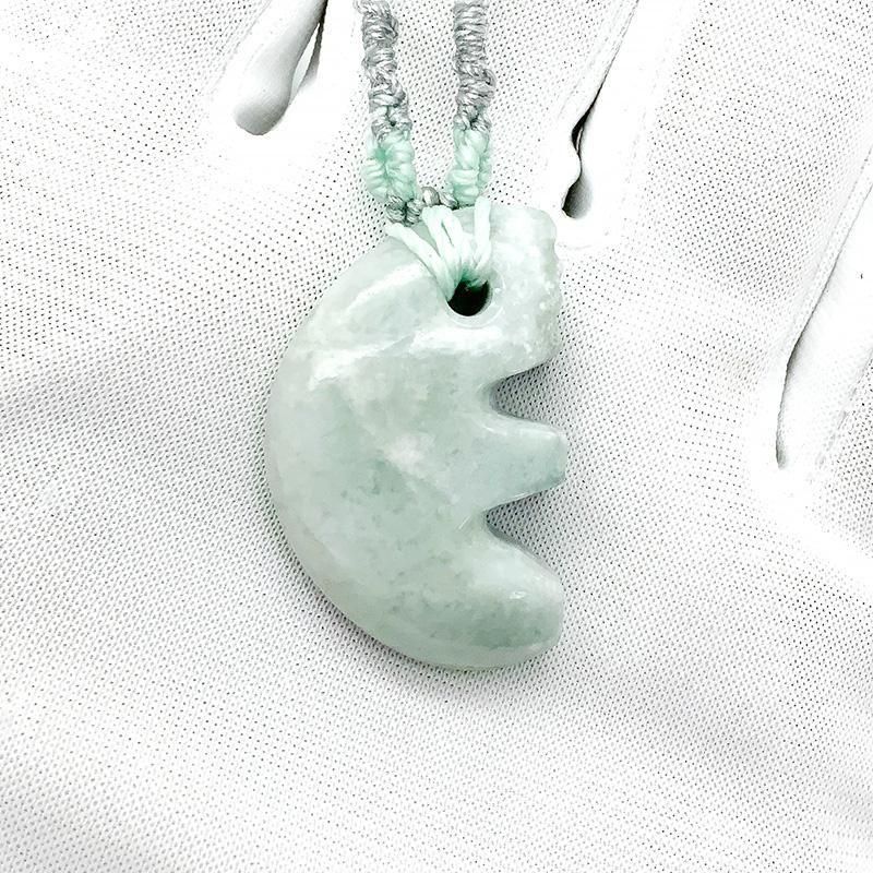 糸魚川翡翠 獣型勾玉 大 マクラメ編みペンダント 】 | めのうの