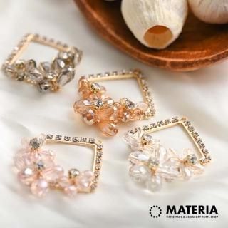 お花のキラキラパーツ しずくリング型 ラインストーン 2個 チャーム メタルパーツ クリスタル ドロップ - MATERIA ~スナップボタンとアクセサリーパーツのお店~