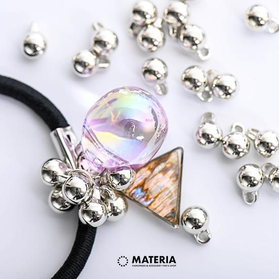 ccbラウンドチャーム　シルバー　6mm　90個　アクリルビーズ　カン付きシルバーボール　ccbビーズ　 - MATERIA  ~スナップボタンとアクセサリーパーツのお店~