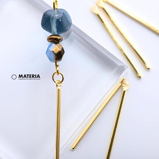 最高級鍍金 スティックチャーム 30mm K16GP 韓国製 ゴールド 角