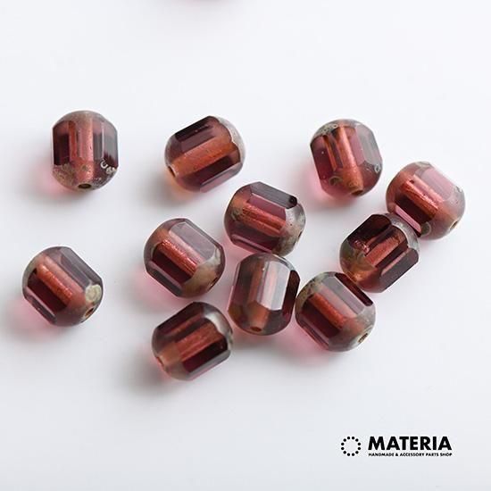 感謝のエネルギー 70’sヴィンテージ コロニアル ST 透かしブナ材チェ チェコヴィンテージビーズ カテドラル パープル＆ピカソ 4個