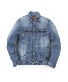 B.C. Stretch Damaged Denim Jacket / INDIGO