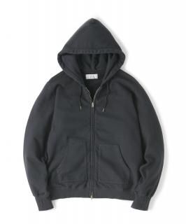 Overdyed Hooded Zip-Up Sweat / VIINTAGE BLACK