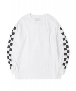 Easy Fit Ichimatsu Print L-S Tee / WHITE