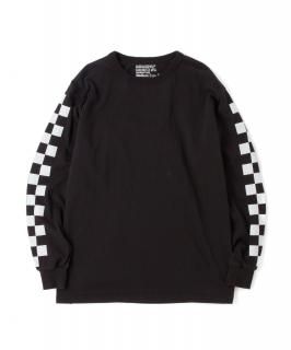 Easy Fit Ichimatsu Print L-S Tee / BLACK